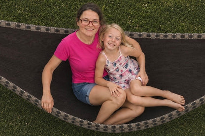 Overhead view of mother and daughter relaxing in Chocoholic Premium Hammock