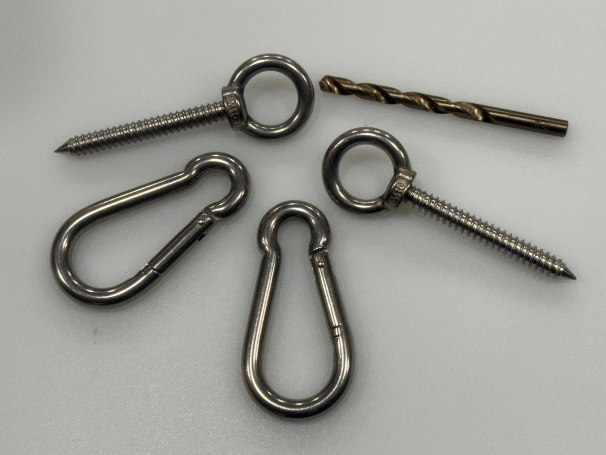Stainless steel hammock hardware and pilot drill bit